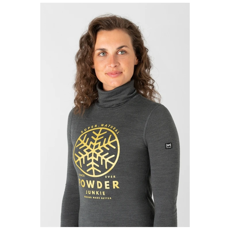 Super Natural Womens Powder Junkie Turtle Neck Longsleeve Top (Pirate