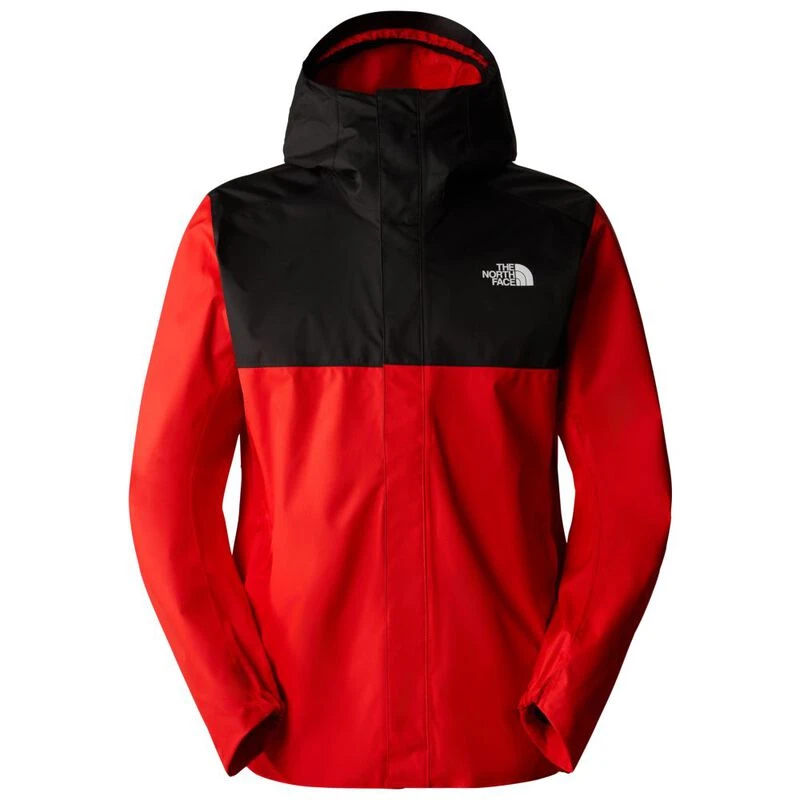 The North Face Mens Quest Zip In Waterproof Jacket Fiery Red TNF Blac