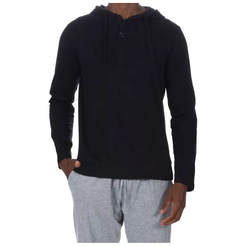 Black henley hoodie sale