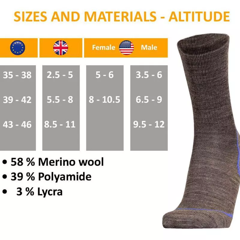 Uphill Sport Altitude Thermal Merino Blend Socks (Black/Blue)