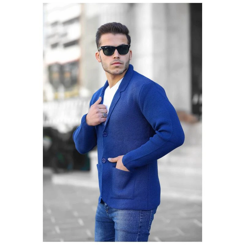 Valiberta Mens Detailed Knitwear Jacket (Indigo)