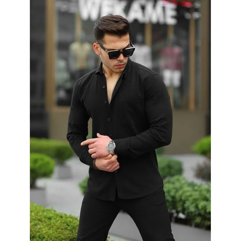 Valiberta Mens Single Pocket Sile Cloth Shirt (Black) | Sportpursuit.c