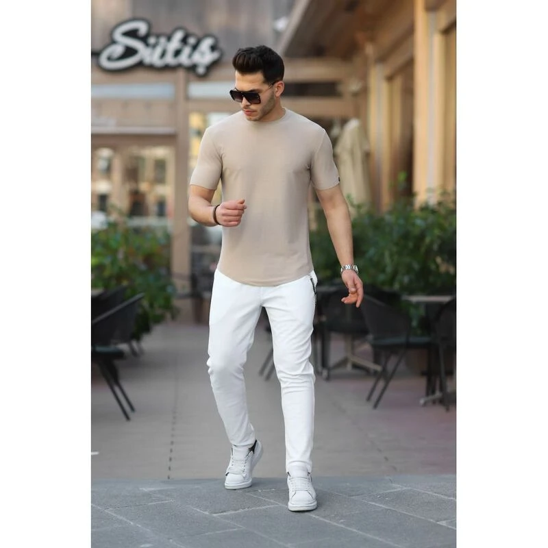 Men Blue Smart 4Way Tapered Fit Easy Wash Knitted Trousers   dennisonfashionindia
