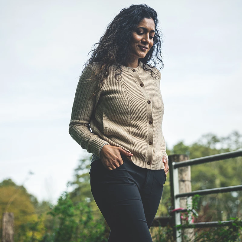 Wilde and King Womens Barbet Chevron Cardigan Ecru Sportpursuit