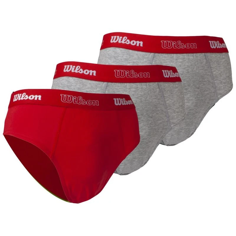 Wilson Underwear Mens 3-Pack Cotton Stretch Briefs (Fiery Red/Heather