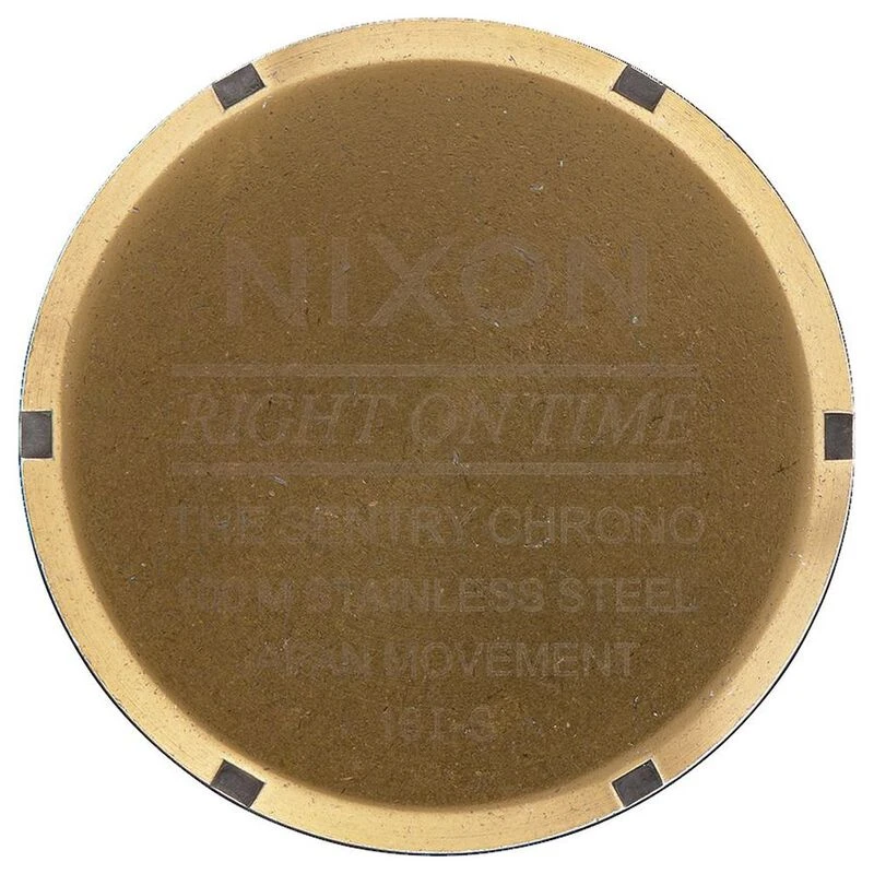 Nixon Mens Sentry Chrono Leather Watch Brass Navy Hickory Sportpur