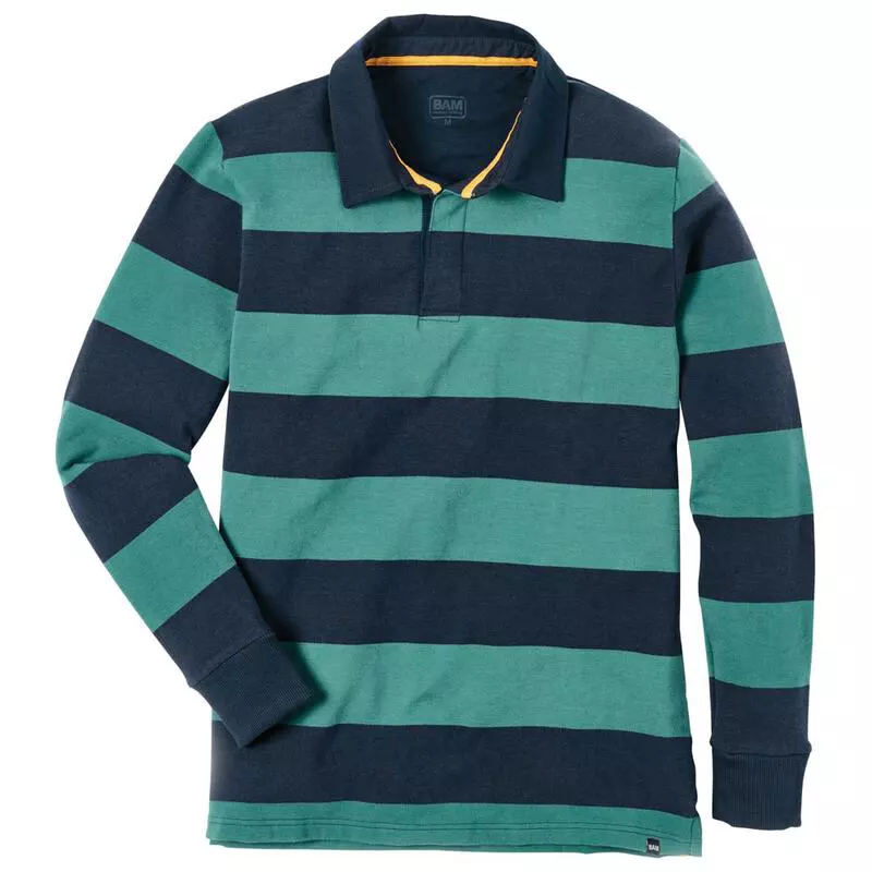 Green striped long sleeve rugby shirt sale