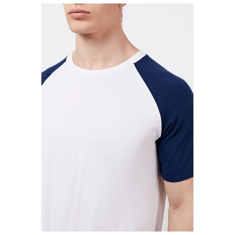 BAM Mens Bamboo Short Sleeve Baseball T Shirt White French Navy Sp