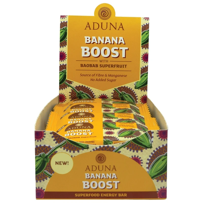 Aduna Natural Energy Bars 16 x 40g Banana Boost Baobab Sportpu