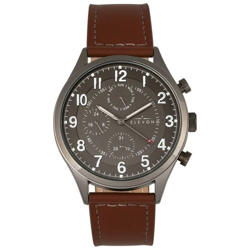 Elevon Montre de tous les jours Lindbergh Marron Gunmetal Gris Spo