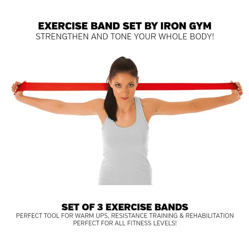 Iron Gym Exercise Band Set 3 Pack Easy Medium Hard Sportpursuit