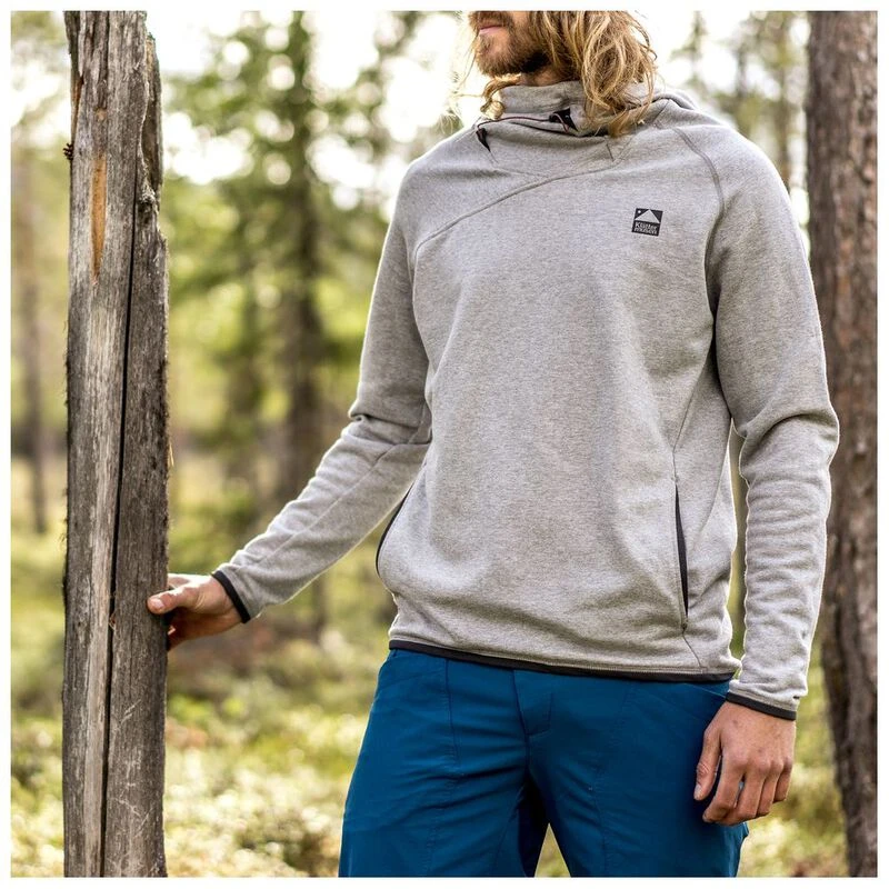 Klattermusen Mens Falen Hoodie Mountain Logo Light Grey Melange