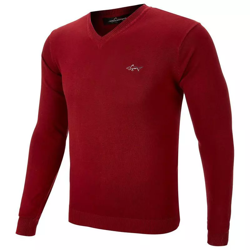 Greg Norman Mens Luxury Cotton V Neck Pullover Red Sportpursuit