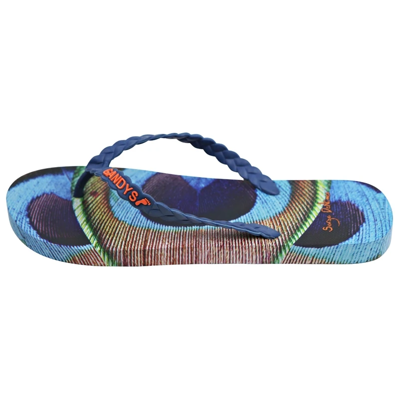 Gandys Mens Peacock Flip Flops Blue Strap Sportpursuit