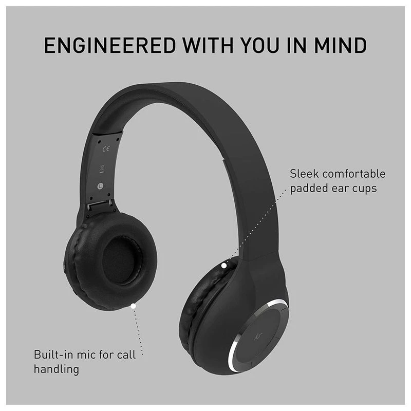 KitSound Arena Wireless Headphones + Microphone (Black) Sportpursuit