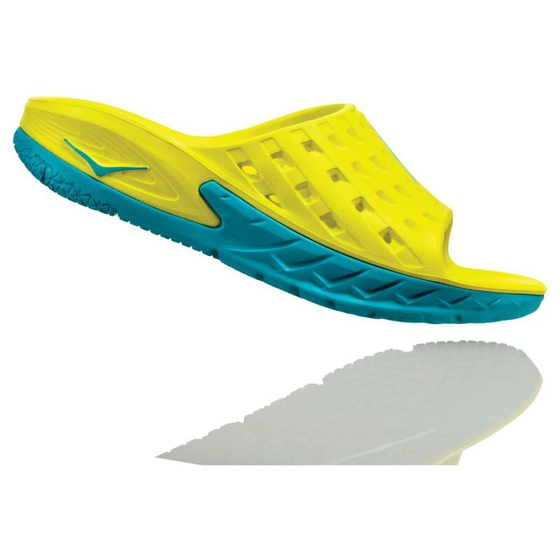 Hoka One One Mens Ora Recovery Slide Sandals Caribbean Sea Primrose