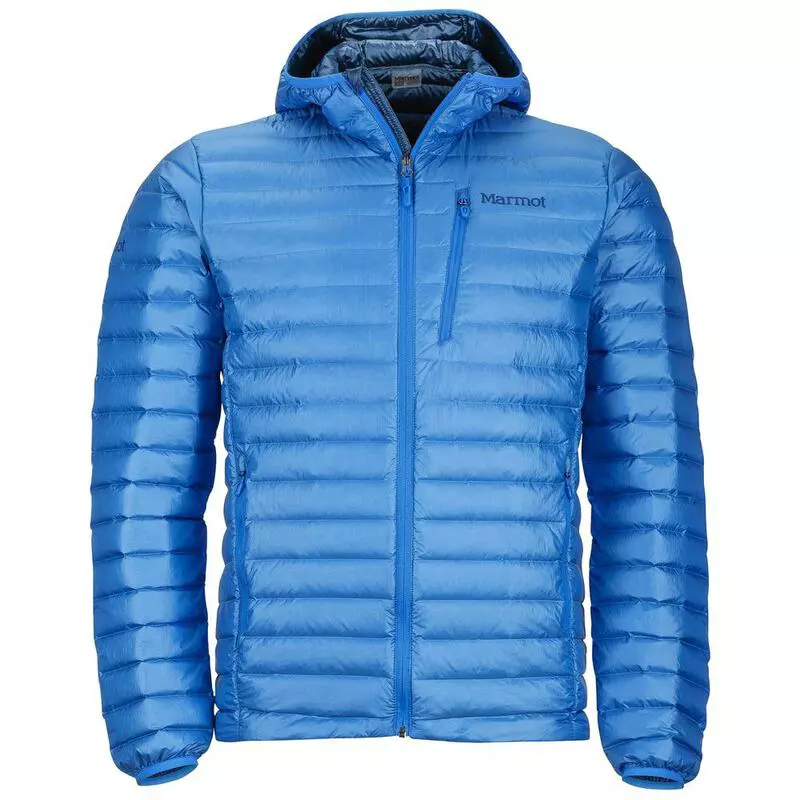 Marmot Mens Quasar Nova Down Hooded Jacket Clear Blue Sportpursuit