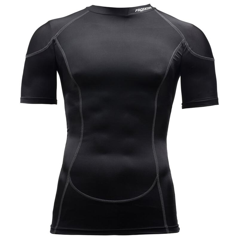 Proskins Mens Active Short Sleeve Compression Top (Black/Grey) | Sport