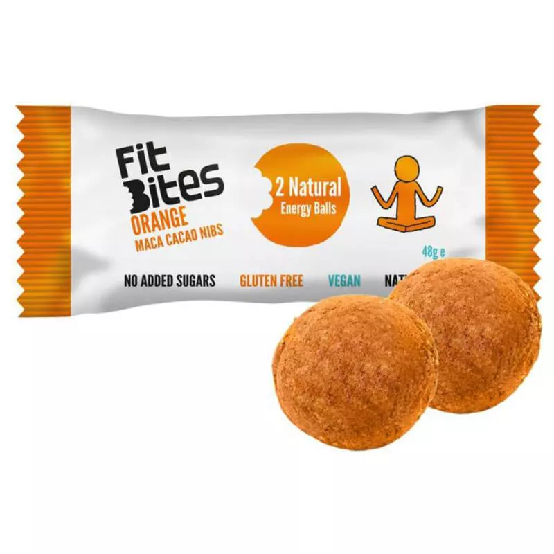 FitBites Energy Balls (16 x 48g Orange, Maca & Cacao Nibs) Sportpu