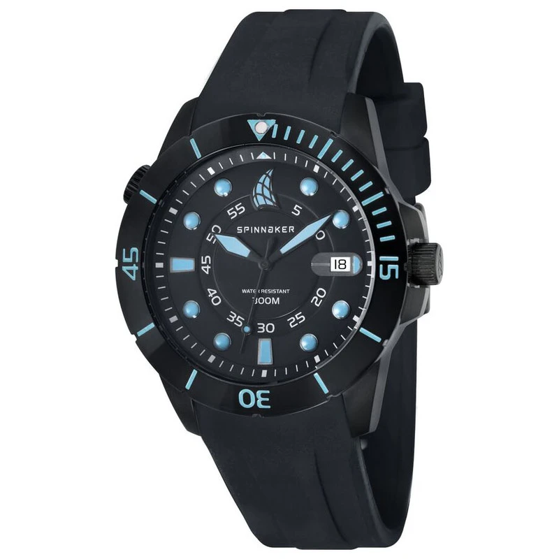 Spinnaker Mens Helium 3 Hand Date Watch Black Ionic Black