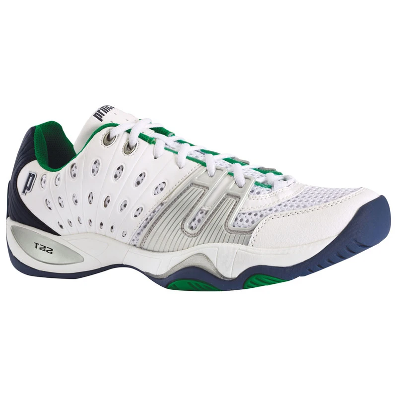 Prince Tennis Mens T22 Tennis Shoes (White/Black/Green) | Sportpursuit