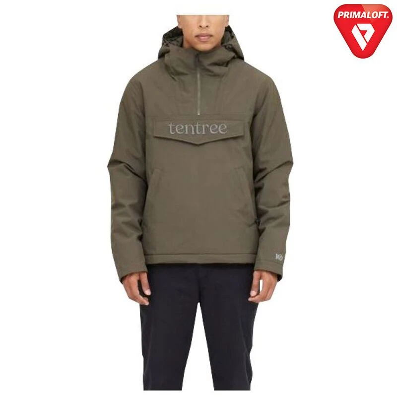tentree Mens Nimbus Anorak Black Olive Green Sportpursuit
