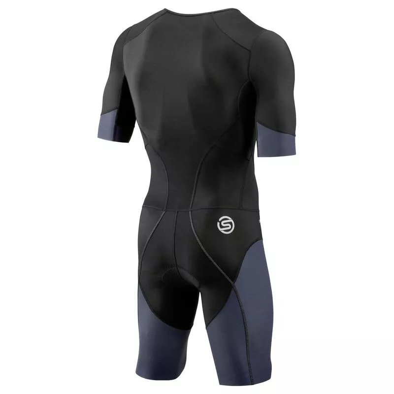 Skins Mens DNAmic Short Sleeve Triathlon Skinsuit With Front Zip (Blac