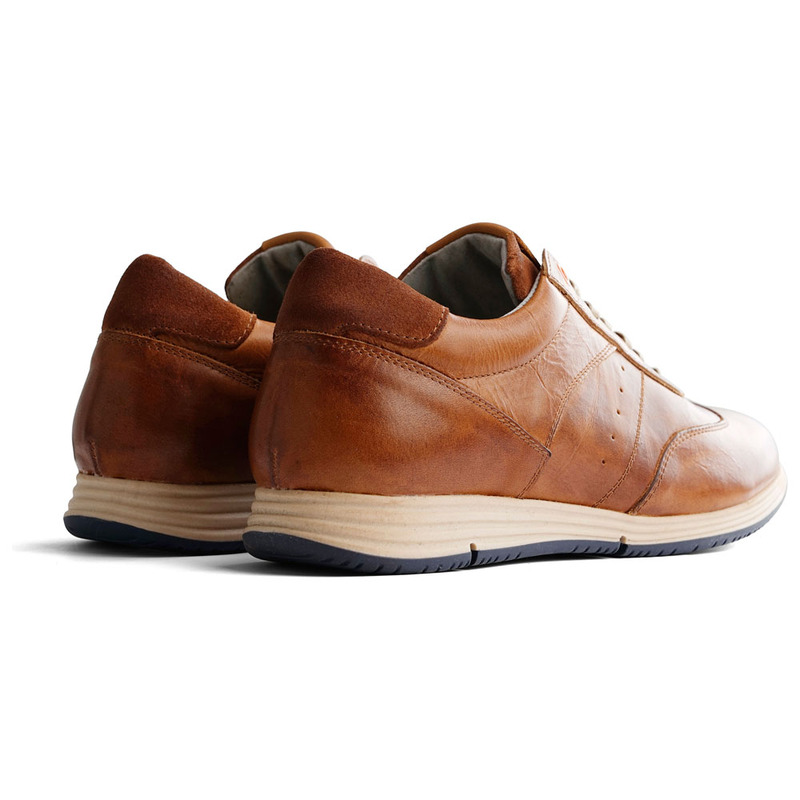 Travelin Mens Harwich Leather Shoes (Cognac) | Travelin' Harwich Leather Sneaker Men | Schnürhalbschuhe