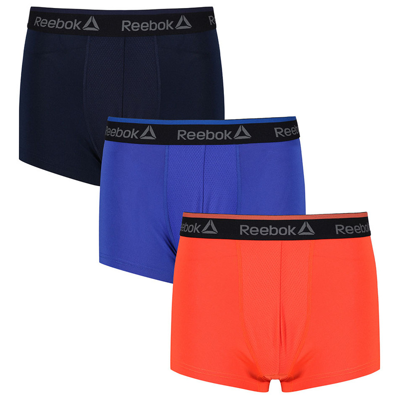 Reebok Mens Corben Sports Boxers (3 Pack - Navy/Bright Lava/Acid Blue)