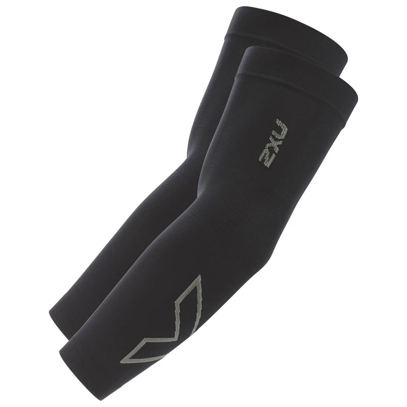 2XU Flex Running Compression Arm Sleeves Black Grey Sportpursuit.c