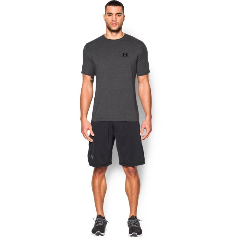Under Armour Mens Charged Cotton Left Chest Lockup Top Carbon Heather