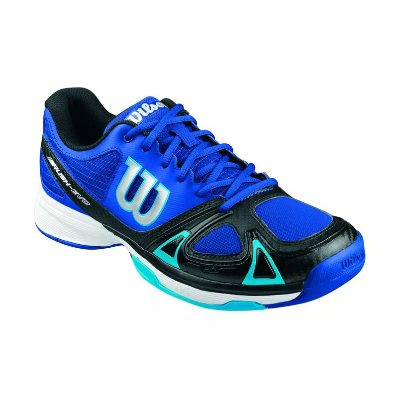 Wilson Mens Rush Evo Tennis Shoes Surf The Web Scuba Blue Sportpur